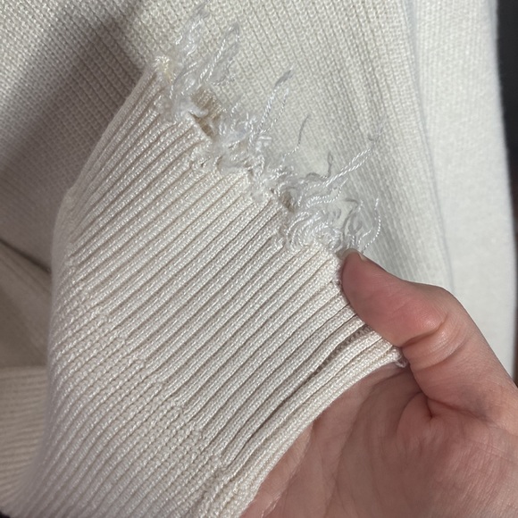 Forever 21 Plus ivory Frayed Sharkbite Sweater Dress size 0X (or regular sz 12) - Picture 8 of 12